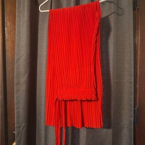 Elegant Red Pleated Skirt